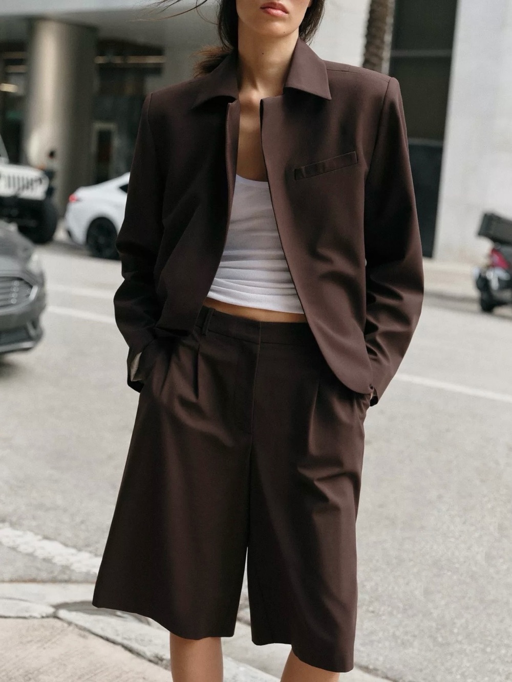 ZARA LONG PLEATED SHORTS
